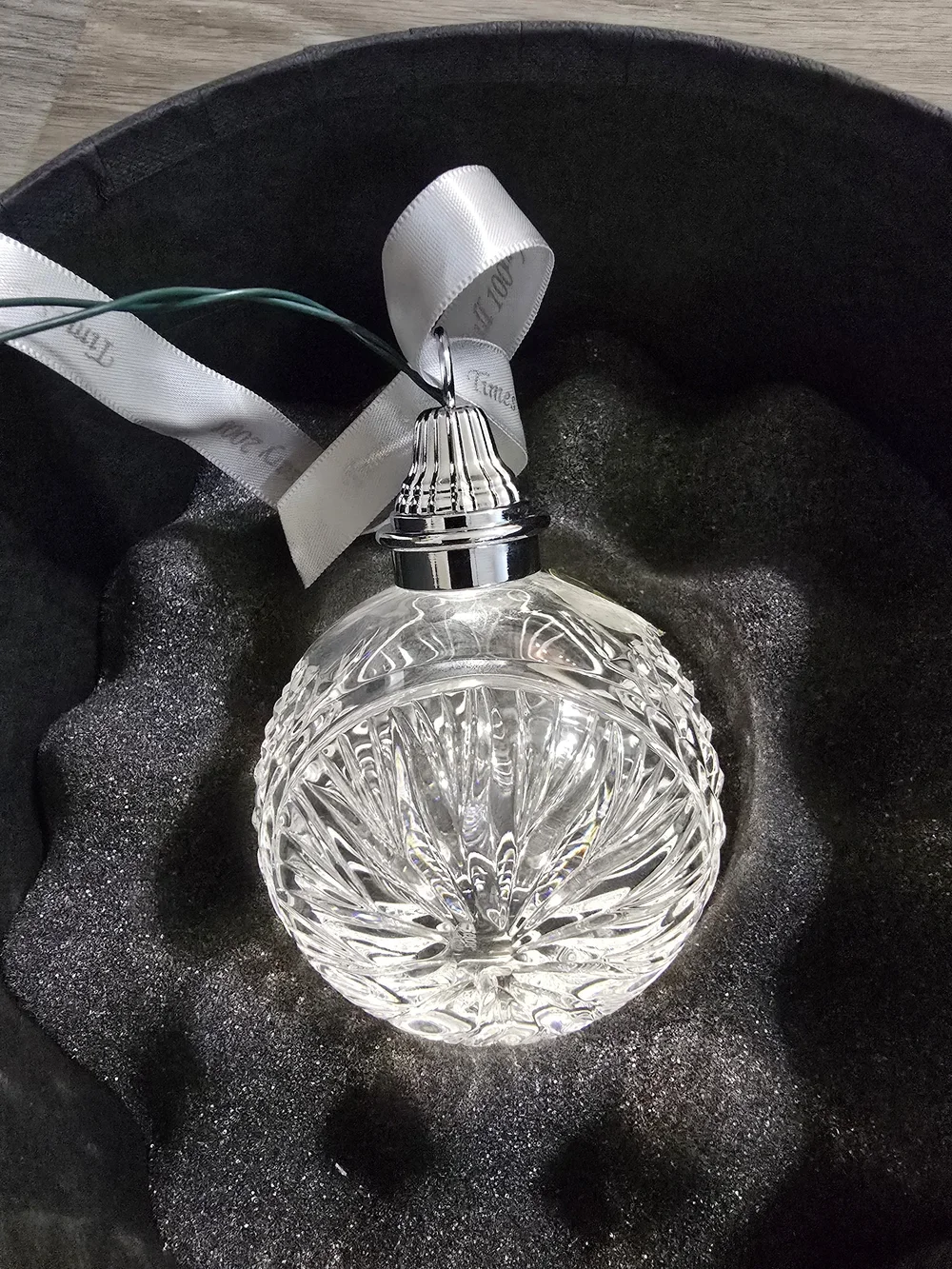 Waterford Crystal Clear Faceted Ornament with Silver Top